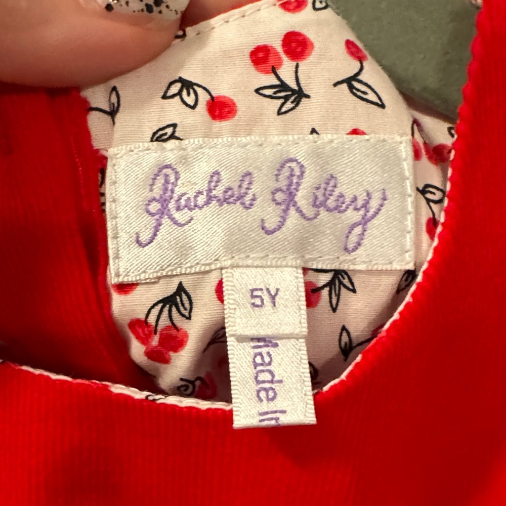 Rachel Riley Radiant Red corduroy Kids Dress - Picture 2 of 4